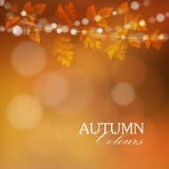 Autumn fall background with leaves and lights vector