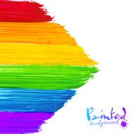 Bright rainbow paint strokes arrow background