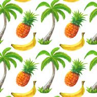 Watercolor seamless pattern with palm trees