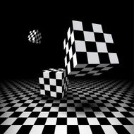 Room with checkered cubes