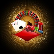 Casino background - roulette cards dice and chips