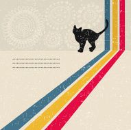 Retro background with silhouette of the cat N2