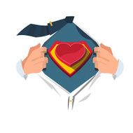 super hero with heart - vector illustration