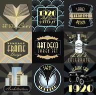 Colorful Art Deco style big set of labels or badges N2