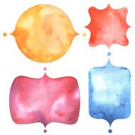 Set with bright watercolor labels