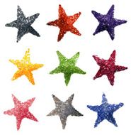 Colorful Stars Watercolor on Paper (Clipping Path) N2