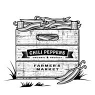 Retro crate of chili peppers black and white