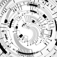 abstract black and white circuit board pattern background