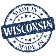 made in Wisconsin blue round grunge isolated stamp