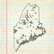 Vector Sketchy Map on Old Lined Paper Background Maine N2
