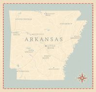 Vintage-Style Arkansas Map
