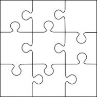 Puzzle template 9 pieces vector N2
