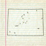 Vector Sketchy Map on Old Lined Paper Background Colorado N2