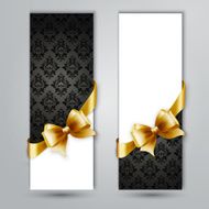 Invitation card with Gold holiday ribbon on vintage background N2