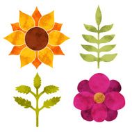 Watercolor flowers leaves N3