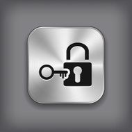Lock icon - vector metal app button N2