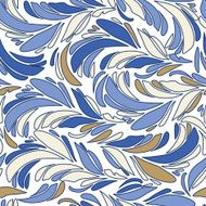 Blue seamless vector texture with feathers