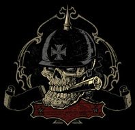 Ornate Biker Skull Rockabilly Crest