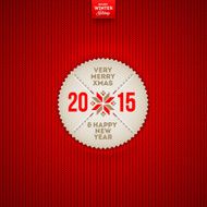 Christmas and New year greeting label on a knitted background