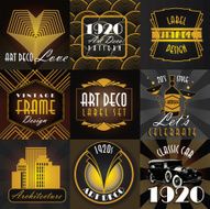 Art Deco style set of label design templates