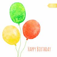 Card with colored watercolor paint balloons N4
