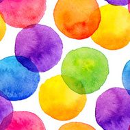 Bright rainbow colors watercolor painted circles seamless pattern N2