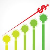 rising graph of dollar arrow and bulbs N2