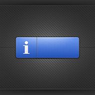 Blue icon with white information sign web button metal texture