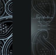 Vector blue and black paisley invitation template N2