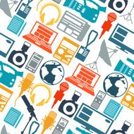 Seamless pattern with journalism icons N2