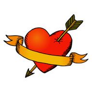 Retro heart with ribbon N3