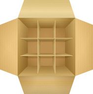 Open empty corrugated cardboard packaging box N2