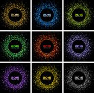 Set of 9 Colorful Bright New Year 2015 Backgrounds