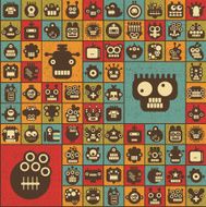 Robot and monsters cell seamless background