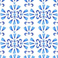 Watercolor floral seamless pattern blue flowers on white background N4