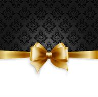 Invitation card with Gold holiday ribbon on vintage background N3