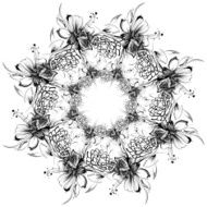 Roses and camomiles Mandala freehand drawing ornament pattern N13