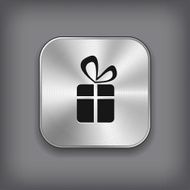 Gift icon - vector metal app button N2