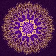 Round vintage violet and gold pattern