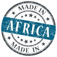 made in Africa blue grunge round stamp