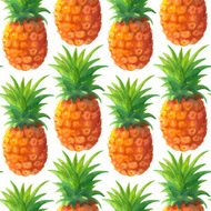 Watercolor seamless pattern with pineapples N9