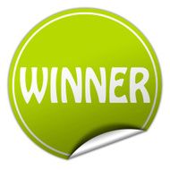winner round green sticker on white background