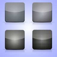 Vector metal app icon set on blue background