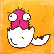Cute Baby Monster on Grunge Background N2