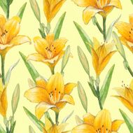 Vintage seamless pattern with lily flowers