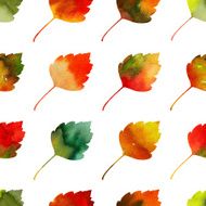 Seamless Watercolor Autumn Leaves Pattern N3