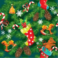 X-mas and New Year background with Christmas accessories
