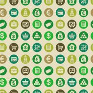 Vector seamless pattern with finance icons and signs