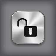 Unlock icon - vector metal app button