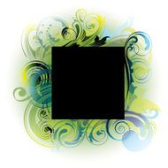 Color black square floral design